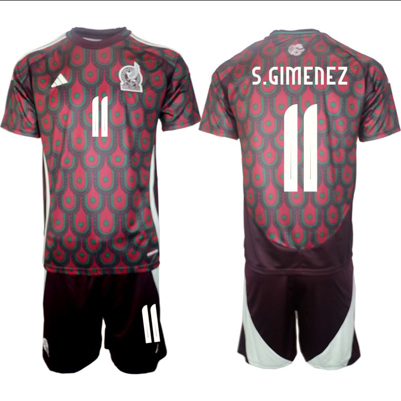 Men 2024-2025 Season Mexico home red #11 Soccer Jersey->customized soccer jersey->Custom Jersey